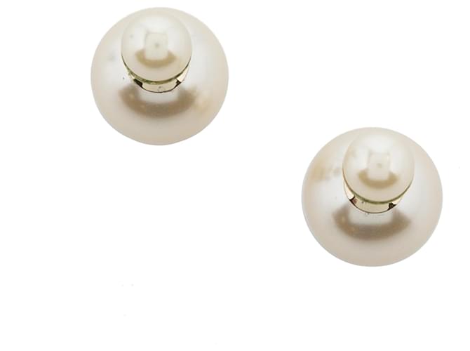 Boucles d'oreilles clip Dior en fausses perles blanches  ref.1179516