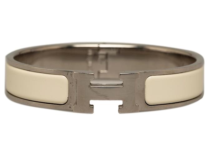 Hermès Hermes White Clic Clac H Bracelet Metal Enamel ref.1179524 - Joli  Closet