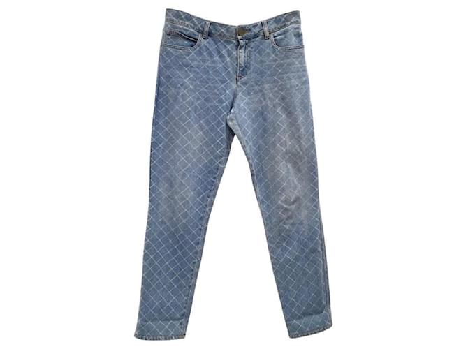 CHANEL Jean en coton bleu 2017 Jean imprimé matelassé  ref.1179565