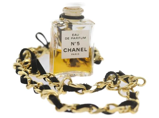 CHANEL Perfume N�‹5 Chain Necklace Clear Gold Tone CC Auth bs10372 Metal  ref.1179593