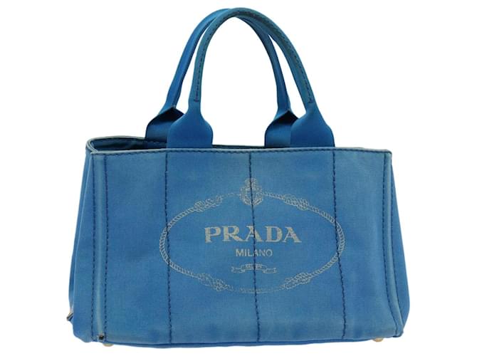 PRADA Canapa MM Hand Bag Canvas Blue Auth ep2510 Cloth  ref.1179694