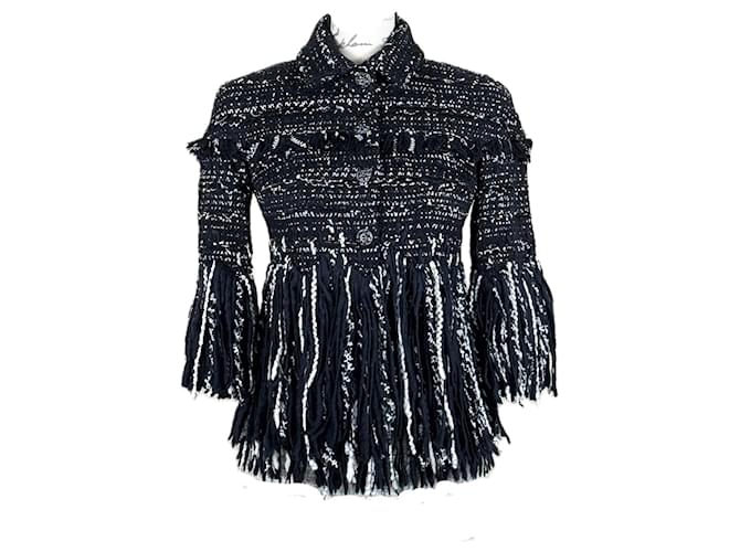Chanel 9Giacca in tweed nera con bottoni gioiello K$ Nero  ref.1179723