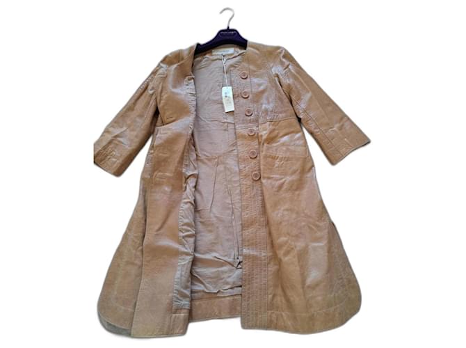Gerard Darel t leather coat.38fr Beige  ref.1179734