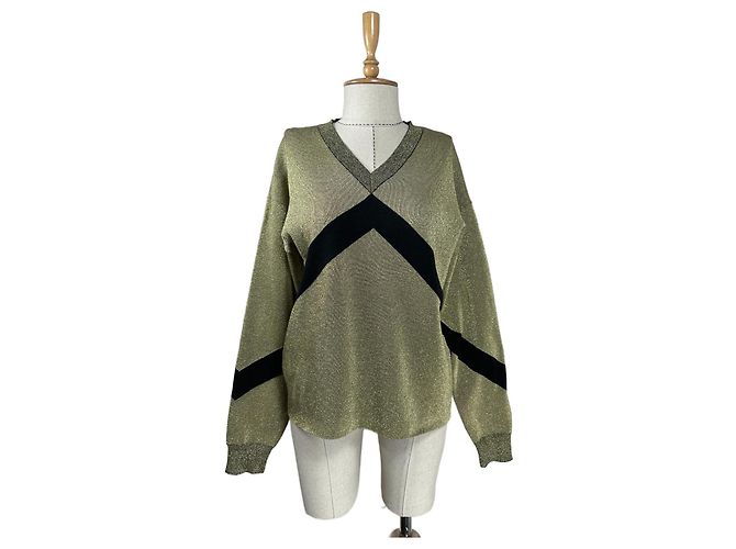 & Other Stories Pullover Schwarz Gold Golden 