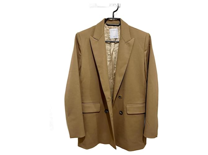 Sandro Jackets Camel Polyester Wool  ref.1179821