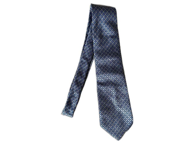 Christian Dior Blue Silk CD Monogram Tie Navy blue Light blue Dark blue