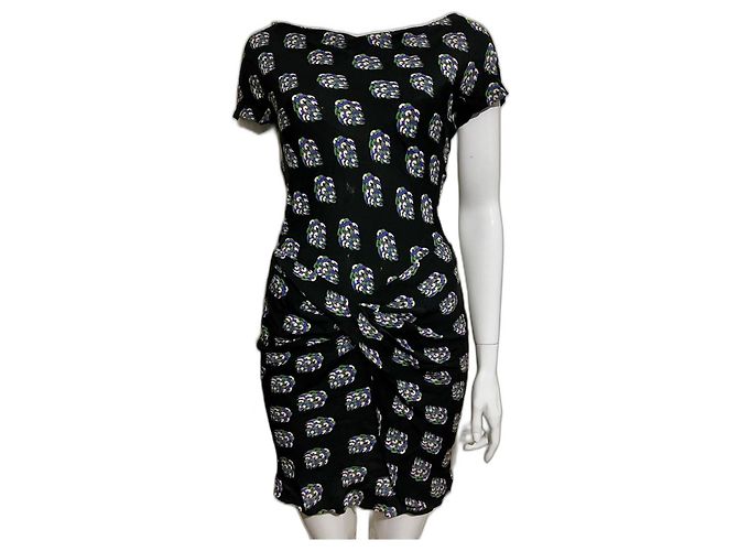 Diane Von Furstenberg DvF New Rika Kleid aus Seide Schwarz Mehrfarben