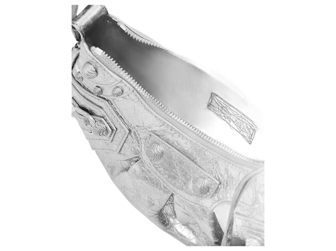 Cagole Schultertasche Xs – Balenciaga – Silber – Leder Metallisch  ref.1179938