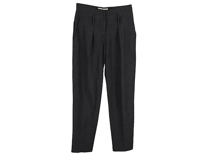 Stella Mc Cartney Stella McCartney Pleated Tapered Trousers in Gray Cotton Grey  ref.1179954