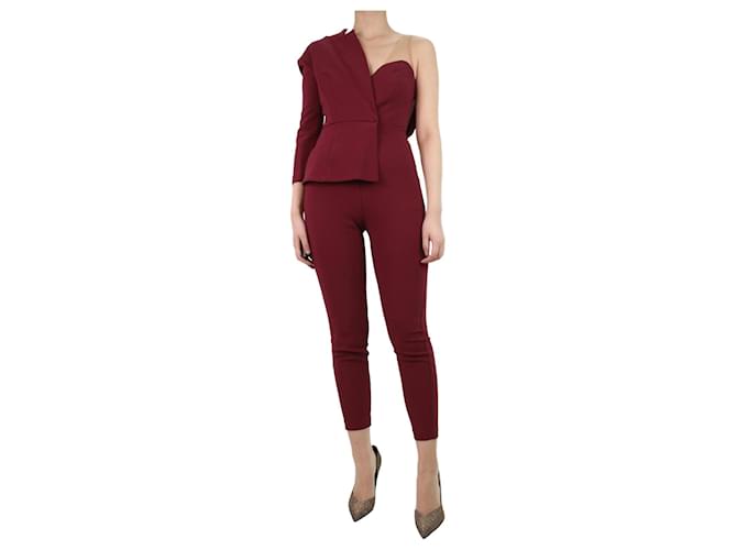 Elisabetta Franchi Burgundy one-sleeve jumpsuit - size UK 8 Red Viscose  ref.1180012