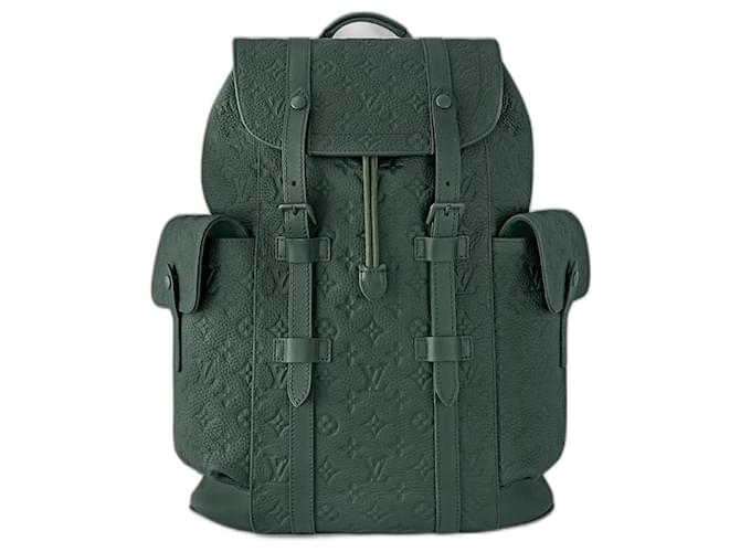 Louis Vuitton LV Christopher MM backpack Dark green Leather  ref.1180031