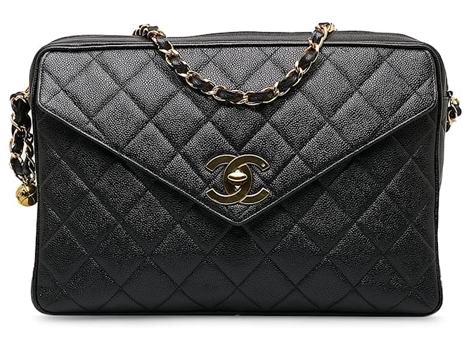 Chanel Black CC Caviar Chain Shoulder Bag Leather  ref.1180048