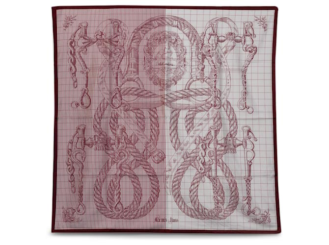 Hermès Lenço de seda Hermes branco Della Cavalleria Pano  ref.1180079