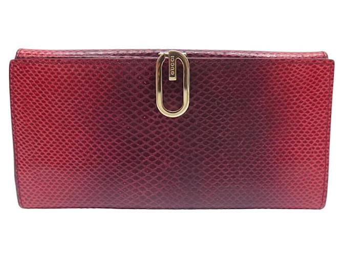 GUCCI RING LOGO WALLET IN RED LIZARD LEATHER RED LEATHER WALLET Exotic leather  ref.1180115
