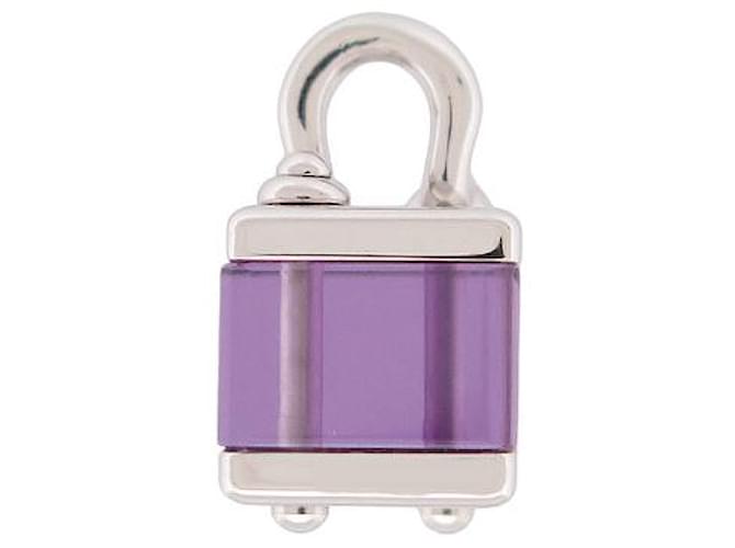 LOUIS VUITTON IMPRISE CUBO AMETHYST WHITE GOLD PENDANT 18K GOLD DURING Silvery  ref.1180116