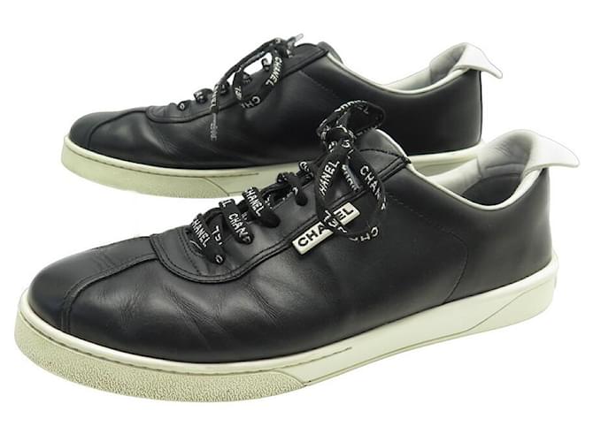 ZAPATOS CHANEL BASKETS G34145 44 Zapatos de cuero negro  ref.1180124