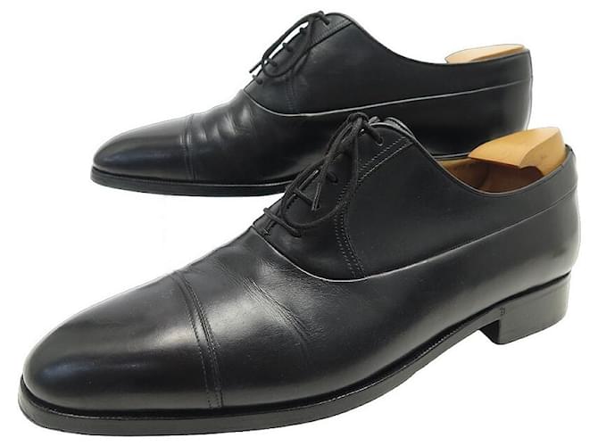BERLUTI RICHELIEU SHOES 0098 9.5 43.5 BLACK LEATHER + STAINLESS STEEL SHOES  ref.1180125