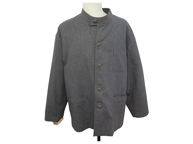 ARNYS FORESTIERE JACKET L 54 Anthrazitfarbener Filz-Mantel mit Rundkragen Anthrazitgrau
