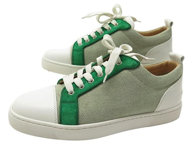 NEW CHRISTIAN LOUBOUTIN LOUIS JUNIOR ORLATO SHOES 42 SNEAKERS SHOES Green Leather  ref.1180172