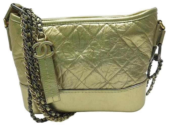 CHANEL GABRIELLE PM HANDBAG GOLD QUILTED LEATHER CROSSBODY HAND BAG Golden  ref.1180182