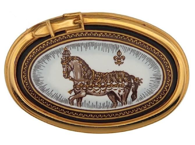 Other jewelry Hermès HERMES HORSE PRINT PIN BROOCH GRAND APPARAT GOLD ENAMEL ENAMEL BROOCH Golden  ref.1180204