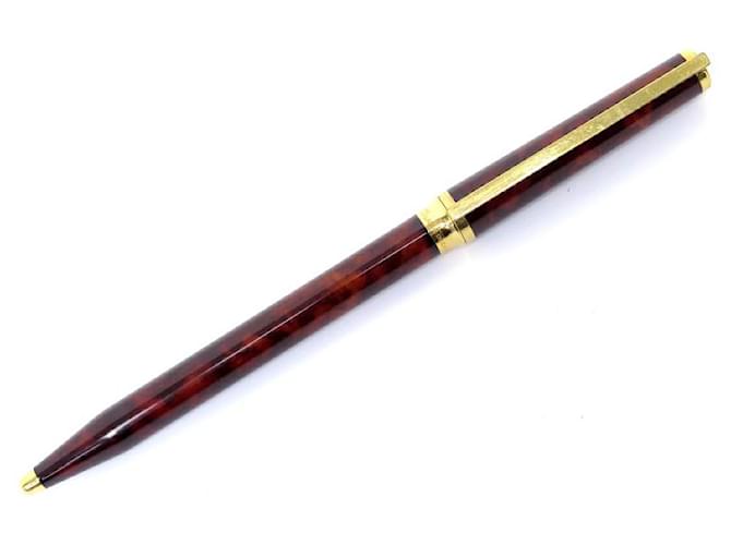 VINTAGE ST DUPONT MONTPARNASSE BALLPOINT PEN IN CHINESE LACQUER LACQUER PEN Brown Gold-plated  ref.1180251