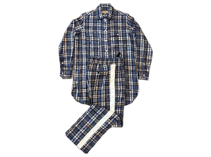 Completo Pantalone Burberry in Seta Stile Pigiama Multicolore