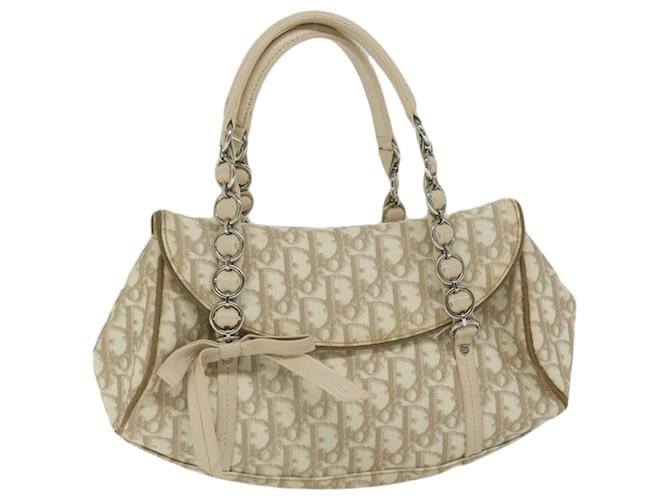 Christian Dior trotter romantic Hand Bag PVC Leather Beige 03 RU 0037 auth 60878  ref.1180386