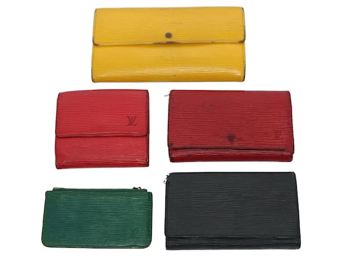 LOUIS VUITTON Epi Coin Purse Wallet 5Set Red Yellow black LV Auth bs10656 Leather  ref.1180416