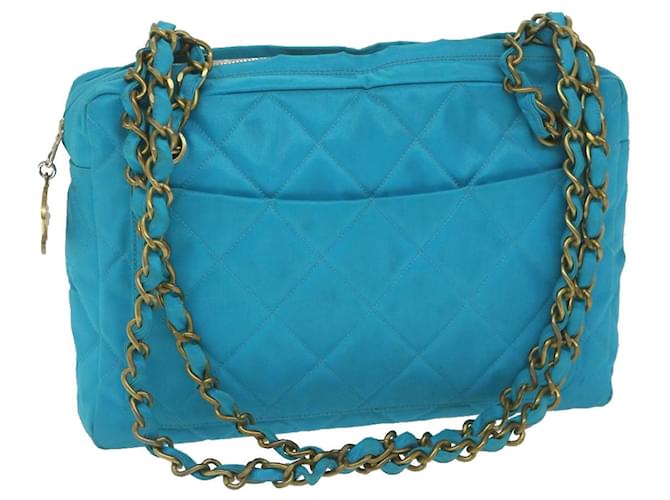 CHANEL Matelasse Chain Shoulder Bag Canvas Turquoise Blue CC Auth bs10627 Cloth  ref.1180438