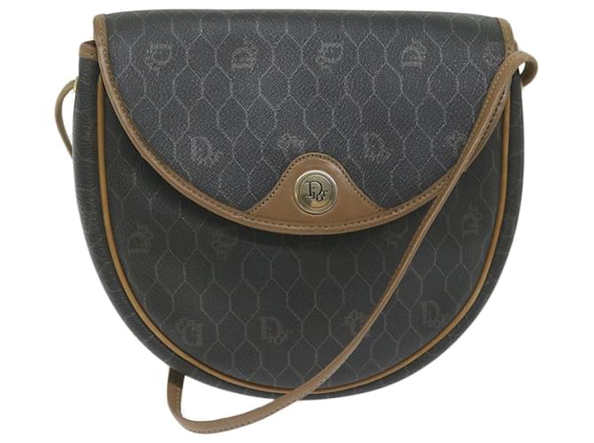 Christian Dior Honeycomb Canvas Shoulder Bag PVC Leather Black Auth am5361  ref.1180440