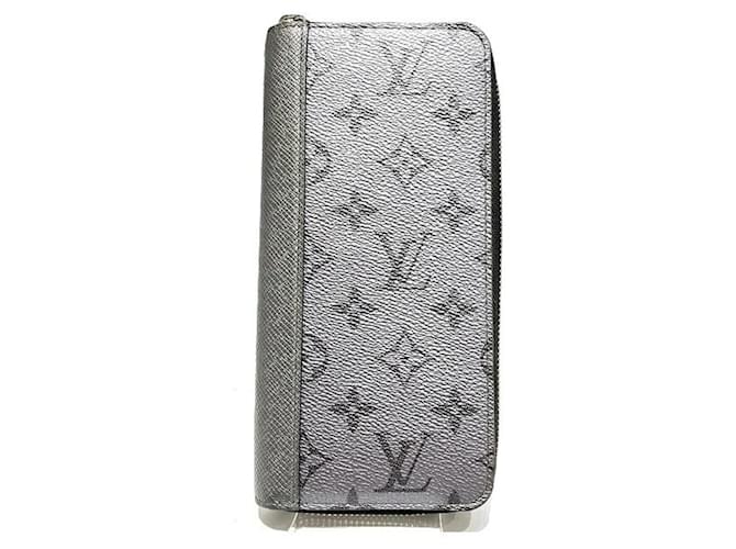 Louis Vuitton Zippy Portemonnaie Vertikal Silber Leinwand  ref.1180545