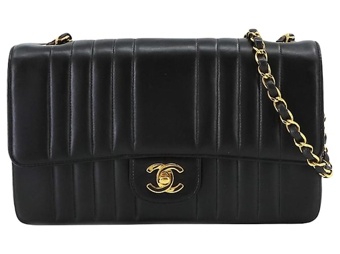 Timeless Chanel Flap Bag Negro Cuero  ref.1180589