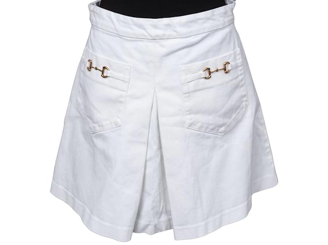 Gucci White Horsebit Jeans Skirt (D38 / it46) Synthetic  ref.1180696