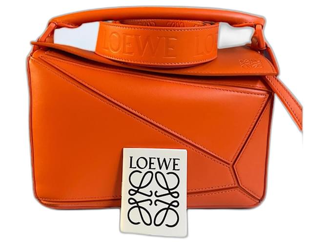 Bolso Bandolera Loewe Puzzle Naranja Cuero  ref.1180728