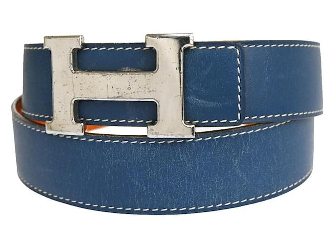 Hermès Hermes H Azul Couro  ref.1180769