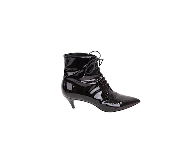 Saint Laurent Patent leather lace-up boots Black  ref.1180785