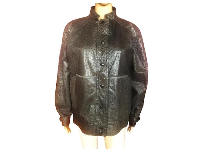 CHRISTIAN DIOR  Jackets T.fr 42 Exotic leathers Grey  ref.1180837