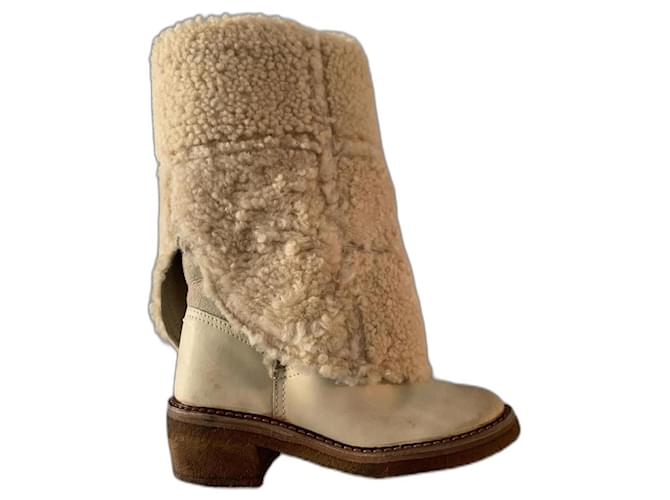 Maison Martin Margiela Ankle Boots Cream Leather  ref.1180852