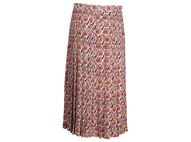 Victoria Beckham Paisley-Print Pleated Midi Skirt in Multicolor Silk Multiple colors  ref.1181009