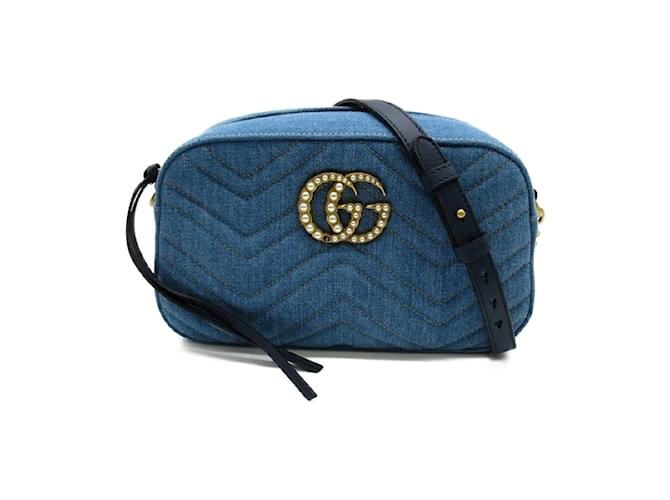 Gucci Marmont Denim Crossbody Bag 448000 Blue  ref.1181033