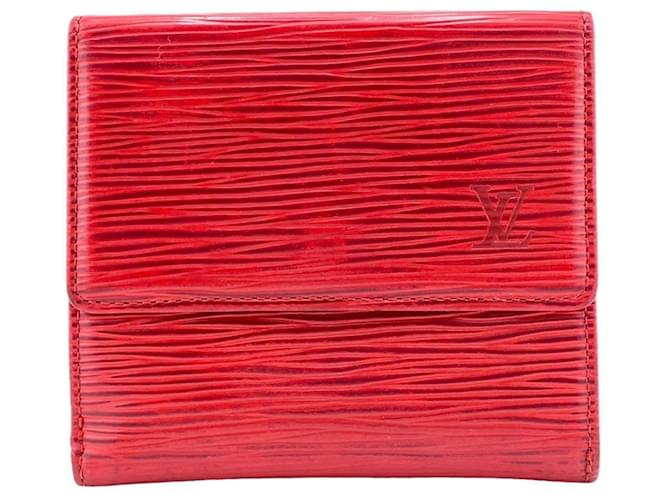 Louis Vuitton Porte-monnaie Rot Leder  ref.1181222