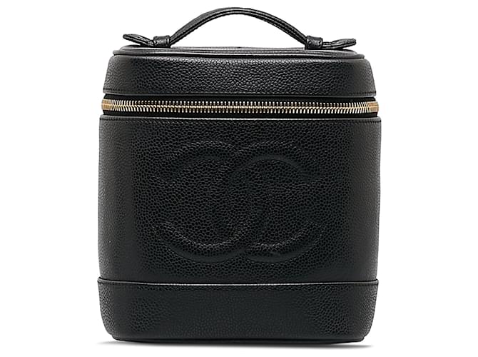 Bolsa Chanel Black CC Caviar Vanity Bag Preto Couro  ref.1181257