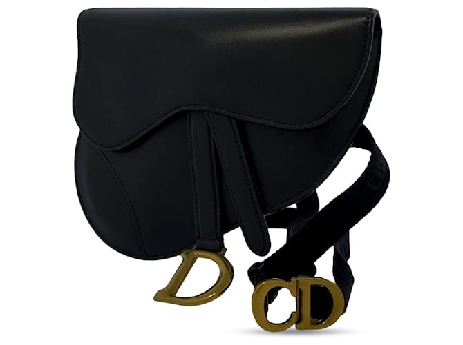 Saddle Bolso satchel Dior de cuero negro Becerro  ref.1181294