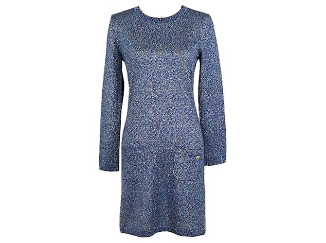 Chanel Nova Paris / Byzance vestido de caxemira Azul Casimira  ref.1181305