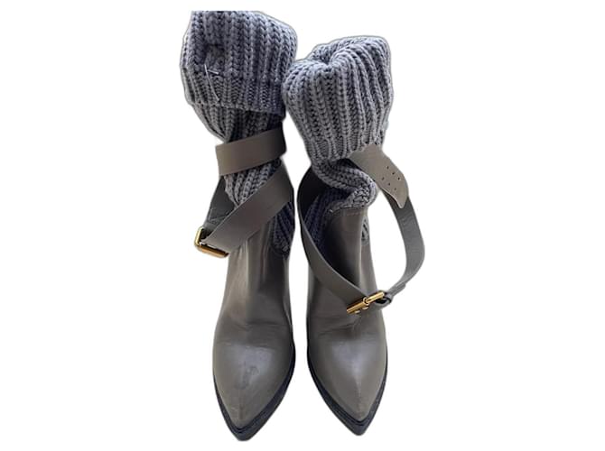 Gucci Ankle Boots Grey Leather  ref.1181310