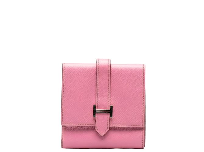 Hermès Epsom Bearn Geldbörse Pink Leder Kalbähnliches Kalb  ref.1181347