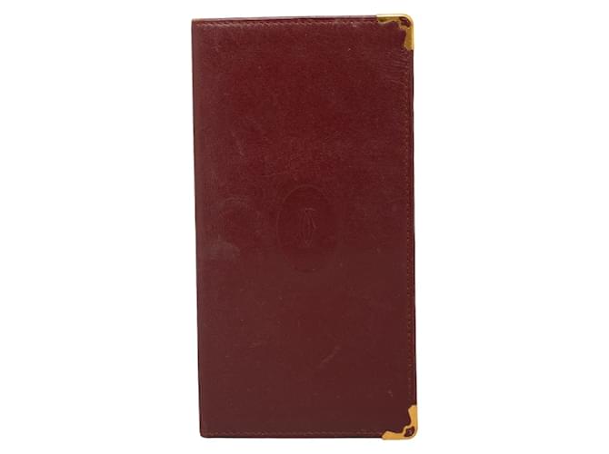 Cartier Must Line Leder Bifold Geldbörse Bordeaux in gutem Zustand Rot  ref.1181373