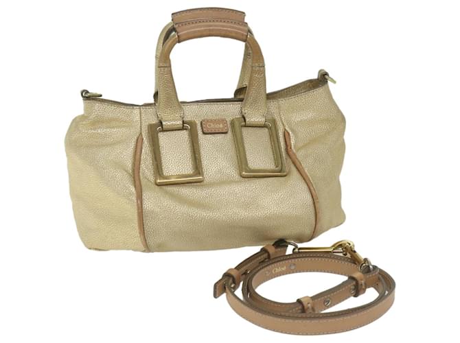 Chloé Chloe Etel Hand Bag Leather 2way Gold Tone Auth yk9870  ref.1181553