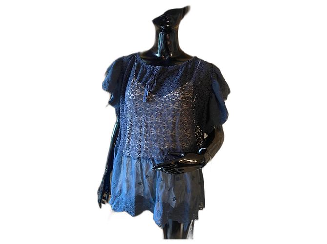 Stella Mc Cartney Stella McCartney Blaue Spitzentunika mit Seidentop